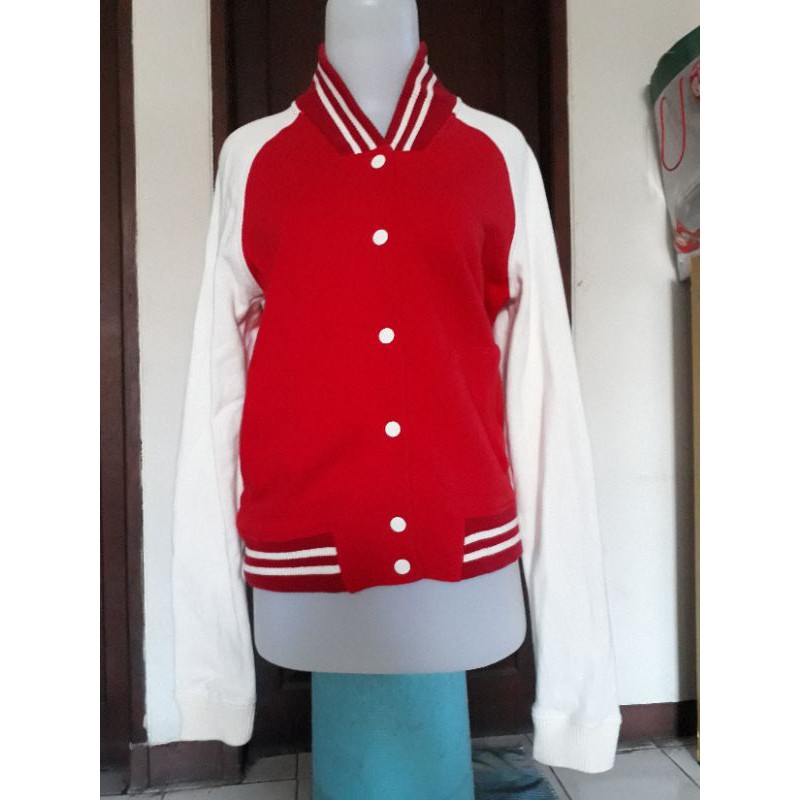 Jaket Bomber Varsity Merah Putih - New