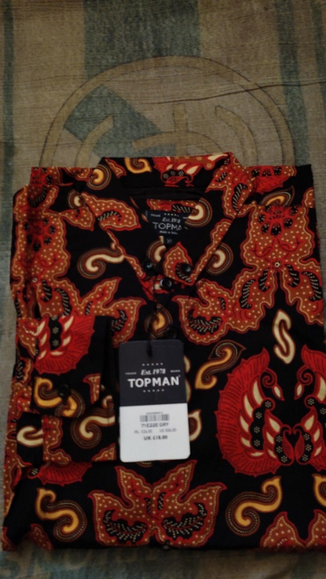 Freypv 7785 Slimfit Long Batik Black Floral Gold  M-xl Kemeja Batik