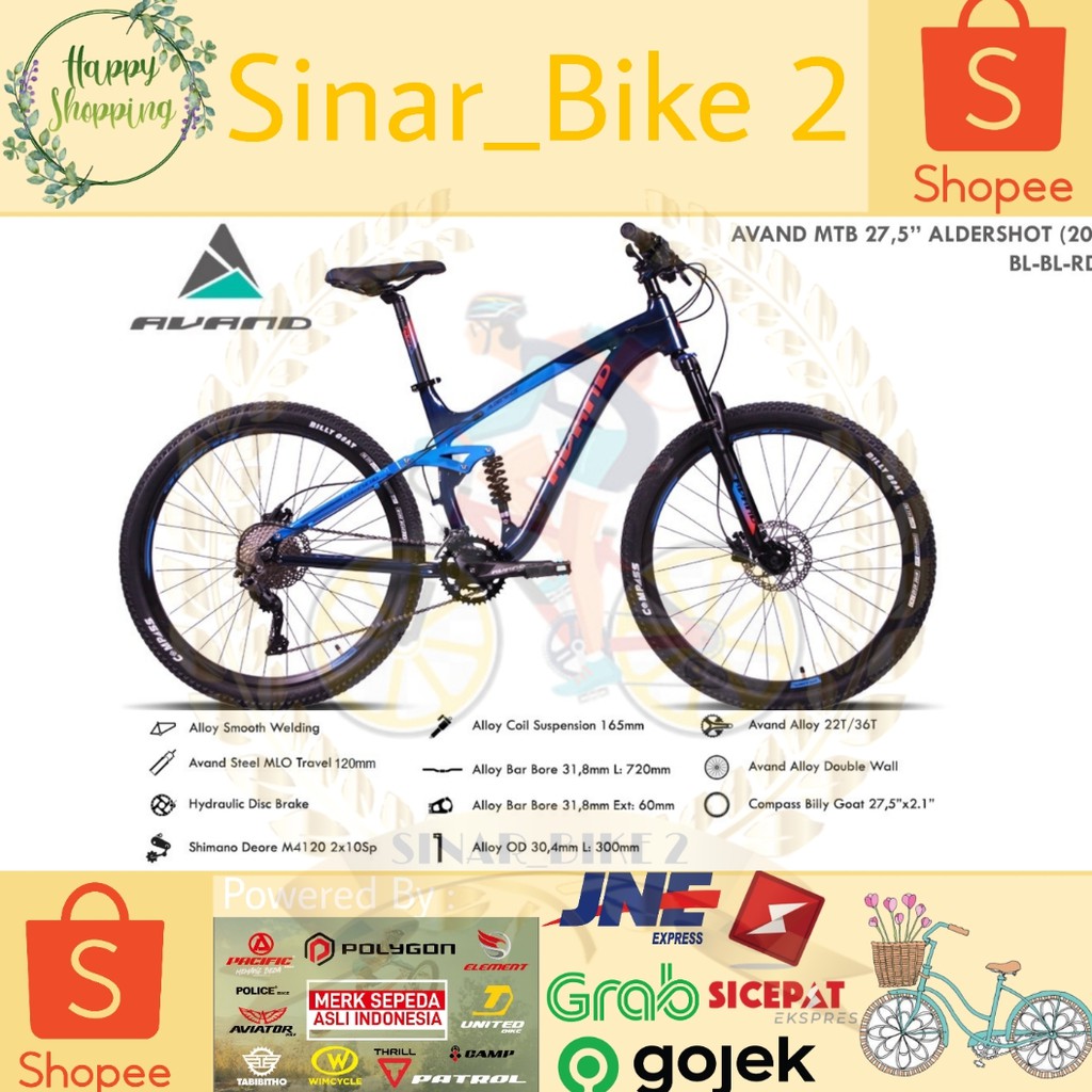 Sepeda Gunung 27,5Inch Mtb Avand Aldershot Full Suspensi By United