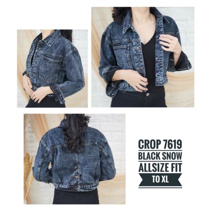 Jaket crop wanita ,jaket jeans wanita kancing belakang