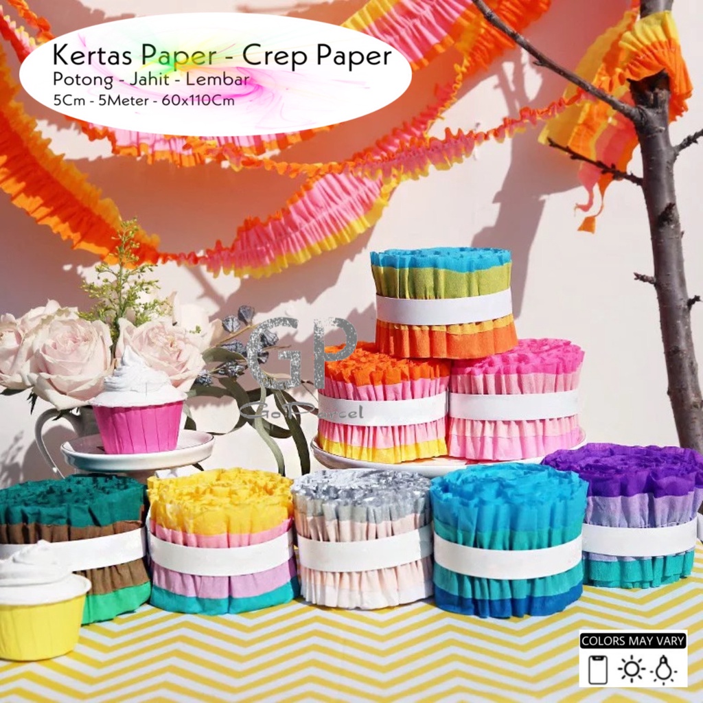 ( Ecer ) KERTAS KREP POTONG JAHIT SERUT - TISSUE CREPES TISU CREP HIASAN 17 AGUSTUSAN SEPEDA ULANG TAHUN KADO