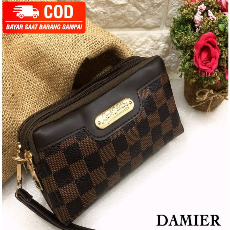 Dompet Wanita LV Damier Kotak 2 Ruang / Dompet LV Wanita Handbag