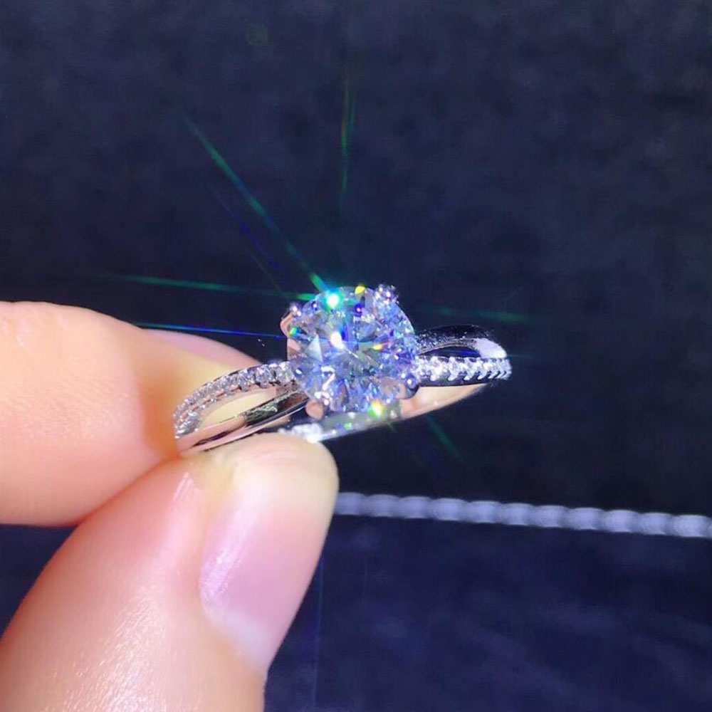 S925 Sterling Perak Cincin Kristal Berlian Pernikahan Pertunangan Baja Titanium Fashion Wanita Rings