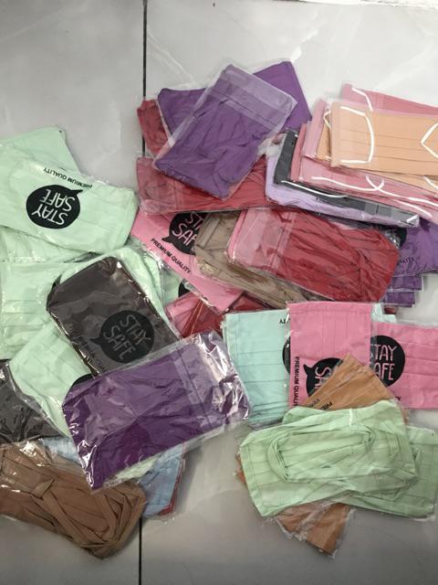 Masker Kain Rangkap  2 Ply Warna Campur Ready Kain Oxford Grade A Premium Quality Anti Virus Corona