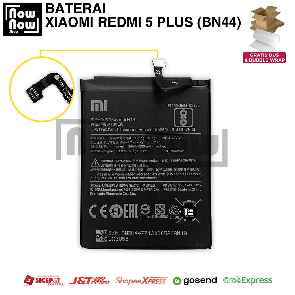 Baterai Xiaomi Redmi 5+ Redmi 5 Plus BN44 Original Batre Batrai Battery HP