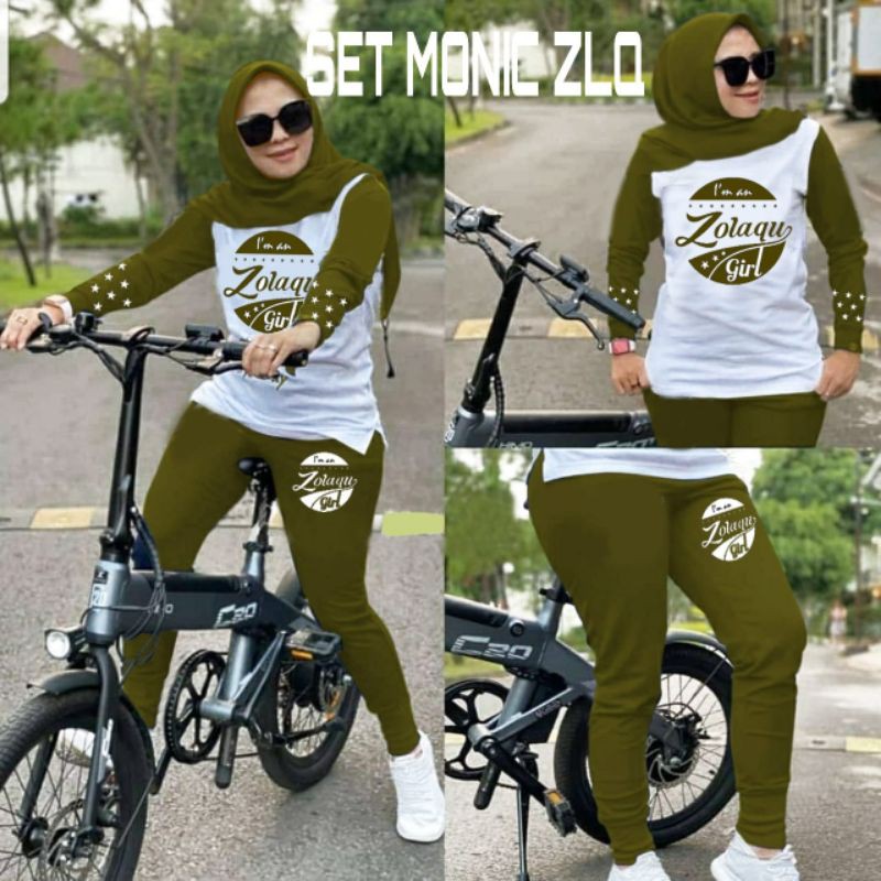 2 UKURAN XL XXL SET MONIC ZLQ FASHION PAKAIAN WANITA SETELAN ATASAN DAN CELANA BAHAN BABYTERRY CTHM