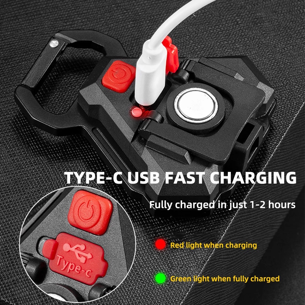 Lampu Senter LED COB Mini Portable Tahan Air Dengan 4 Mode + Port Charger USB