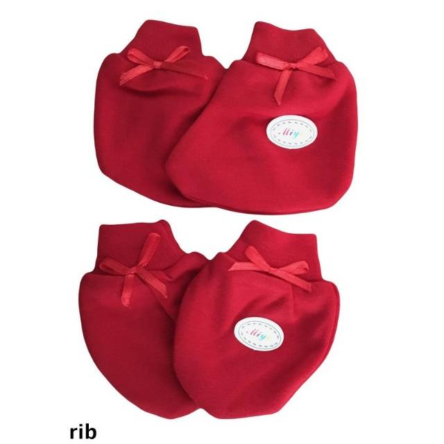 [TOMS] MIYO (1set) Sarung Tangan + Kaki STK MERAH / Kaos Kaki Bayi Baru Lahir / Baby Mittens &amp; Booties