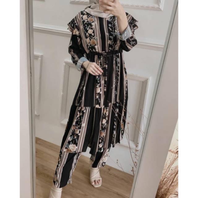 LIVINA ONE SET TUNIK RAYON PREMIUM | SETELAN TUNIK REMPEL PUNDAK