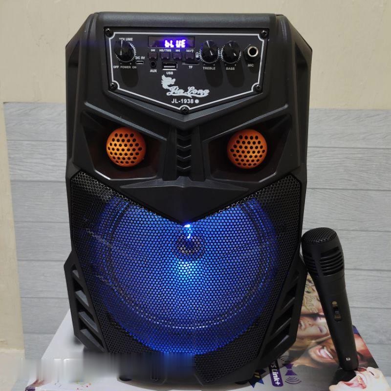 Speaker Bluetooth Karaoke Wireless Jinlong JL-1938 8 Inchi Gratis Microphone Super Bass Salon Aktif