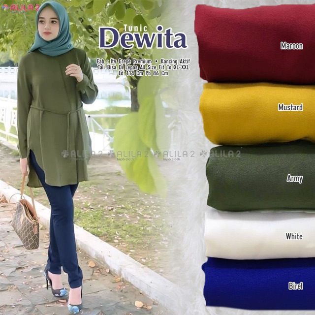 Dewita tunik bahan ity crepe premium kancing aktif busui