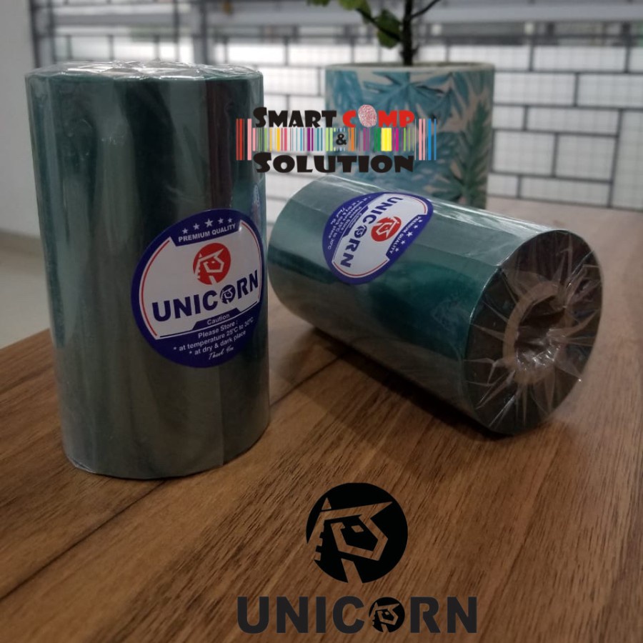 Ribbon Warna Label Barcode Premium Wax Unicorn 110x300m Core 1 Inch