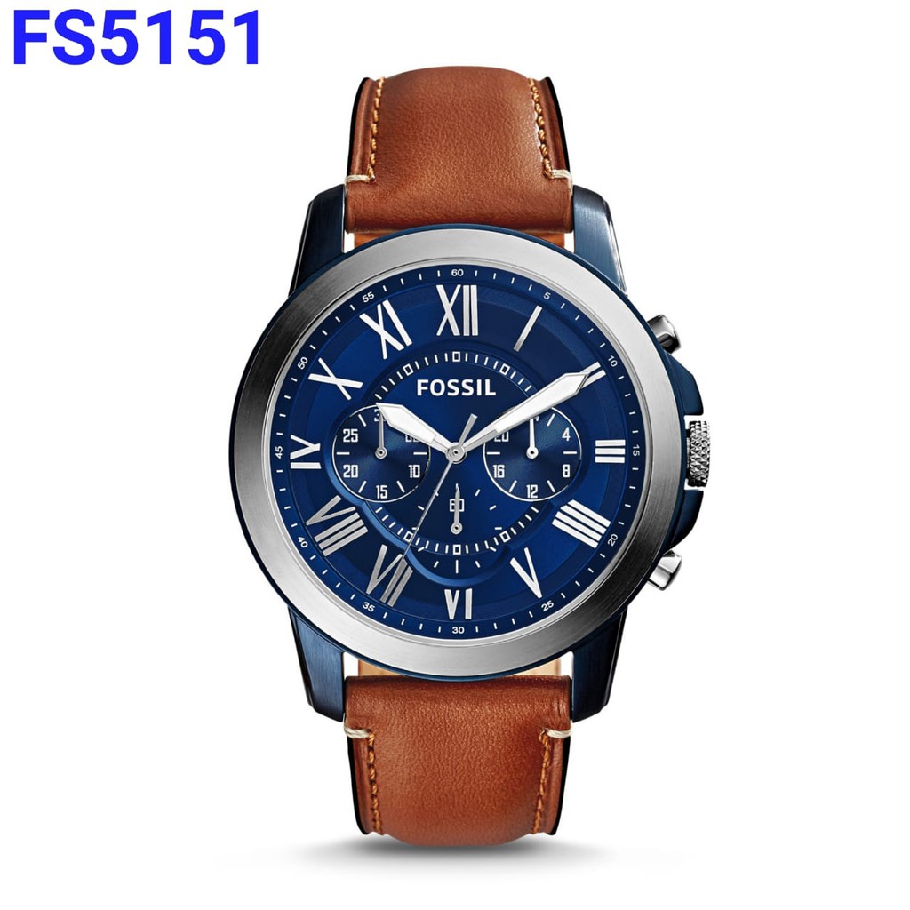 terlaris FOSSIL FS 5151 Original jam pria, baterai, strap kulit, 44mm include box tin, shoping bag