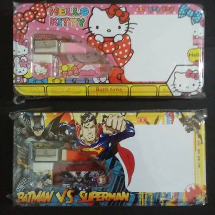 

Kotak pensil kaleng jumbo whiteboard isi motif karakter C