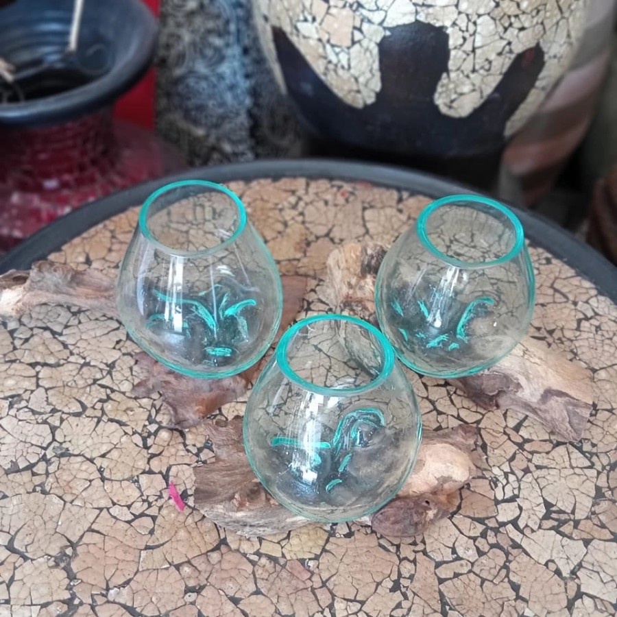 Aqua riuk mini /pot kaca tiup/bening/kaca aquarium cupang