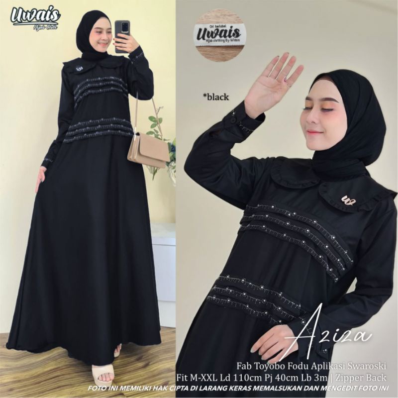 AZIZA DRESS GAMIS MUSLIM POLOS ORIGINAL BY UWAIS