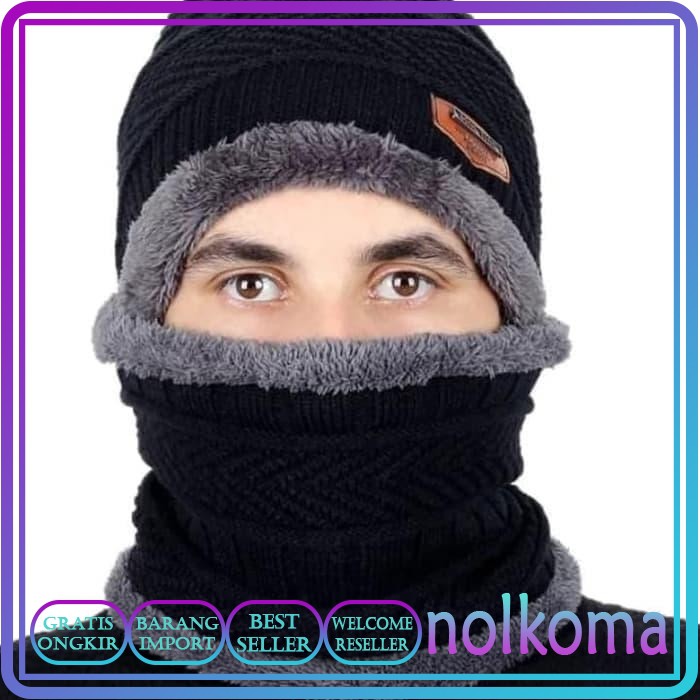 1 SET TOPI KUPLUK RAJUT dan SYAL PRIA WANITA Topi Winter Gunung Topi Musim Dingin Pria Wanita NK31