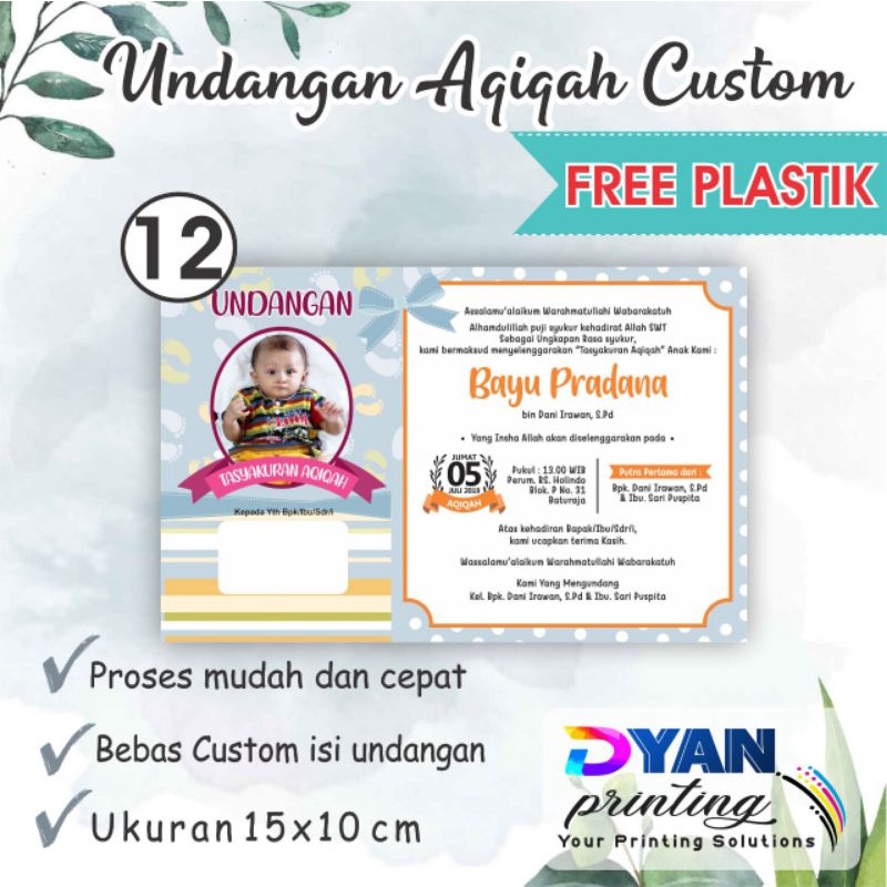 UNDANGAN AQIQAH BAYI CUSTOM FREE PLASTIK