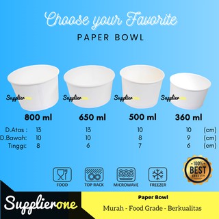 Paper Bowl 800 ml + Tutup, Mangkok Kertas, Rice Bowl