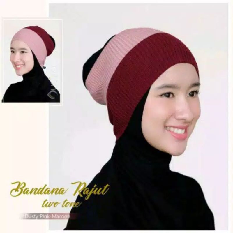 Bandana Ciput Rajut Halus / Ciput 2 Warna 4 Warna / Ciput Rajut 2in1 / Ciput 4in1 / Ciput 2 Tones 4 Tones