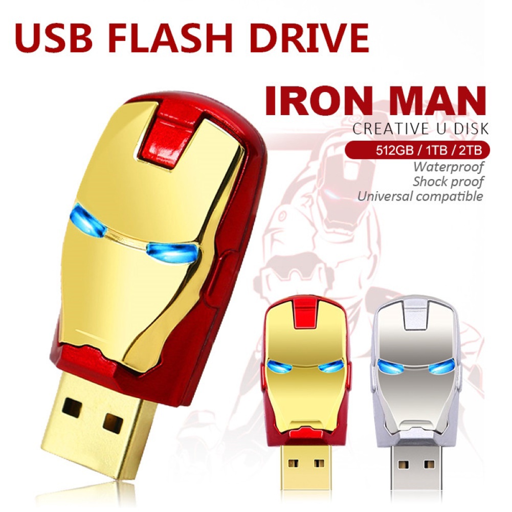 Huluboy Flashdisk USB 2.0 512GB 1TB 2TB Bentuk Iron Man