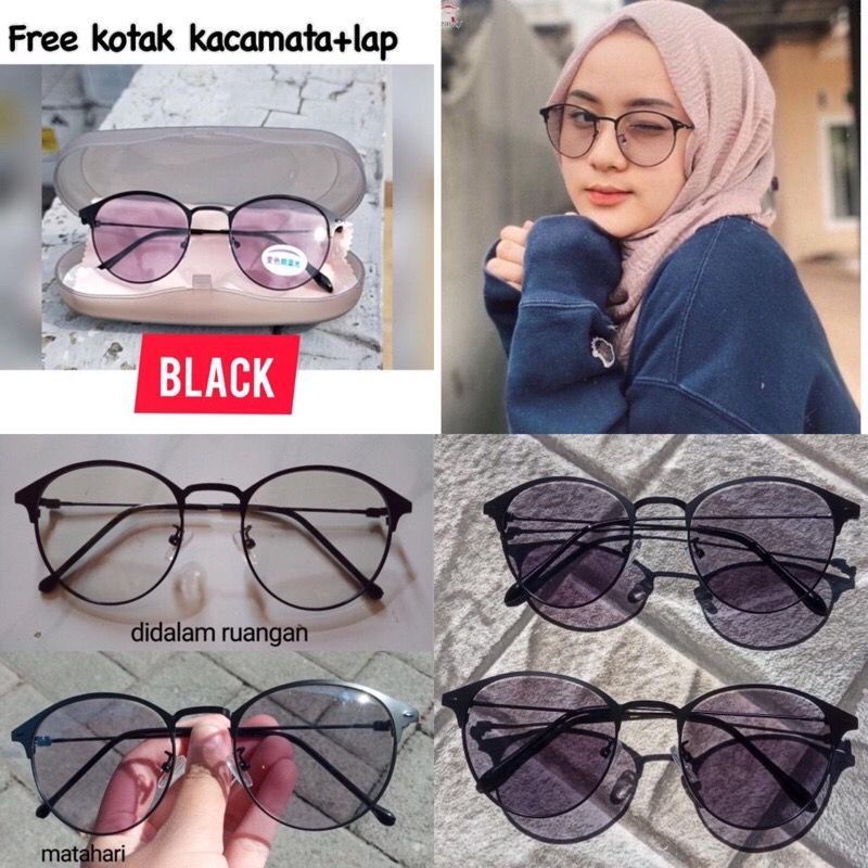 [FREE BOX + LAP] Fashion Kacamata Anti Radiasi Photocromic Wanita Pria Gaya photocromic 2 IN 1 1920