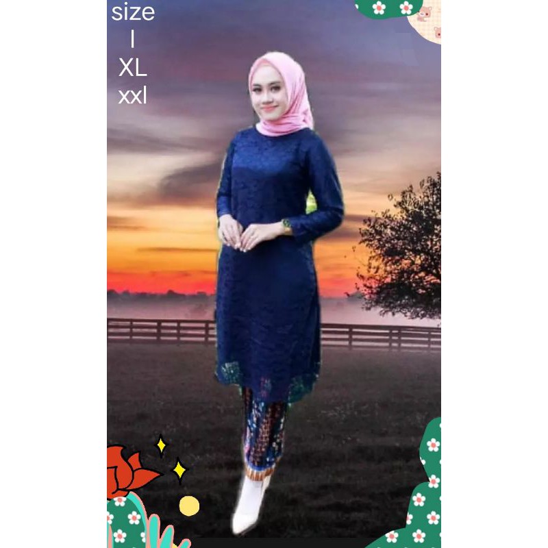 BAJU ATASAN WANITA TUNIK/KEBAYA BROKAT TUNIK KURUNG