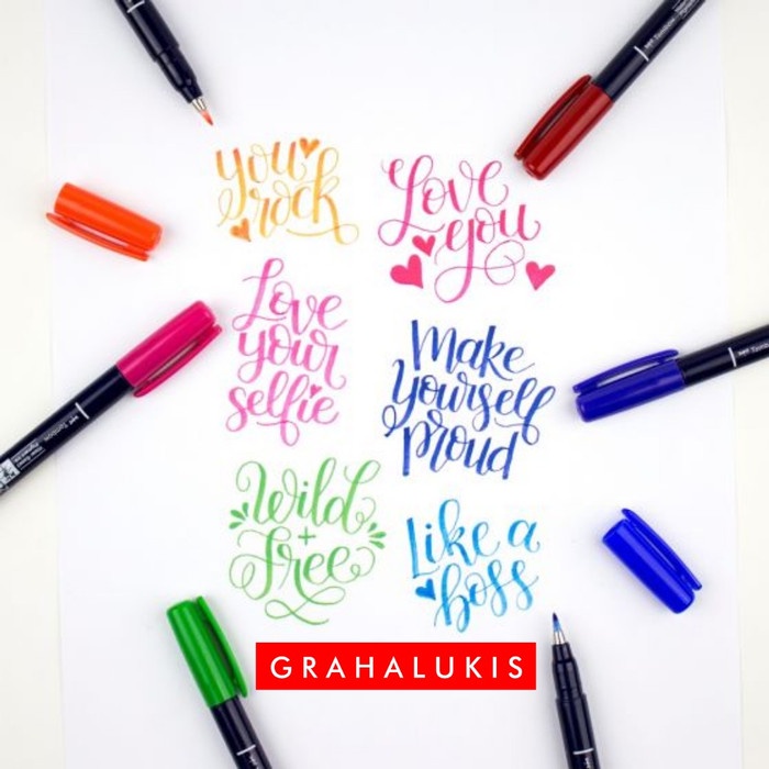 

kaligrafi-perlengkapan- tombow fudenosuke brush pen hard tip colors set 10 -perlengkapan-kaligrafi.