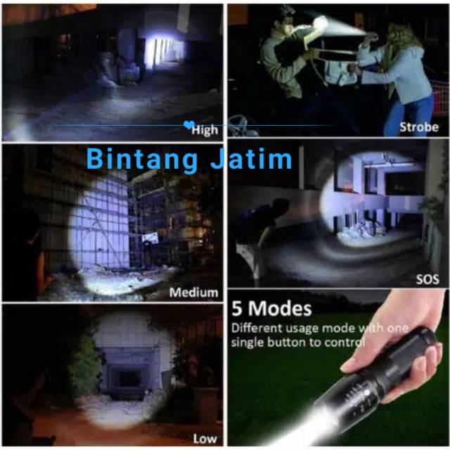 PAKET Senter LED Senter Swat K129 Outdoor Mancing Police TAFFWARE T6- 8000 Lumens BATERAI + CHARGER