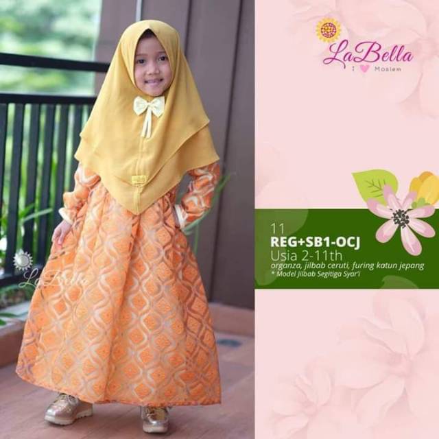 Gamis Anak | Gamis Organza Labella Orange