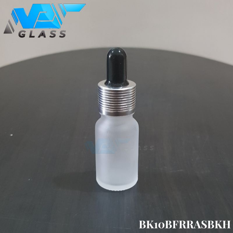 botol kaca pipet 10ml frosted doff bening - ring almunium silver bergaris