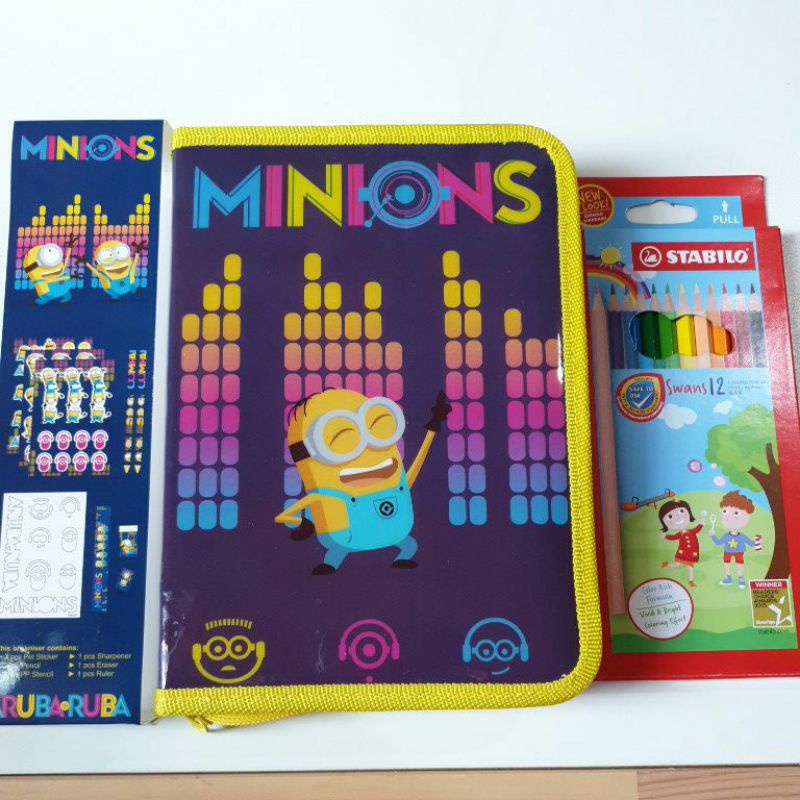 

Minions Organiser Set Bundle Free Pensil Warna Merk Stabilo 12 Warna