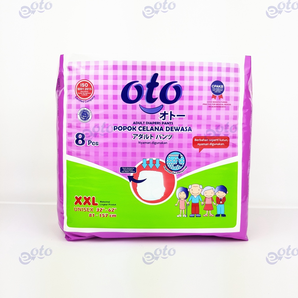 OTO Popok Dewasa PANTS Diapers model Celana ukuran XXL isi 8 pcs x 12 ( 96 pcs )