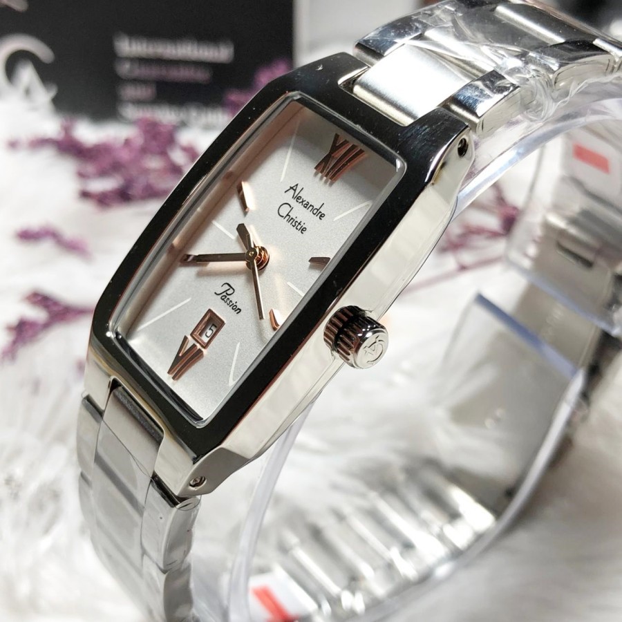 ORIGINAL Jam Tangan Wanita Alexandre Christie Stainles AC 2455 / AC2455 / 2455 Garansi Resmi 1 Tahun, Stainless