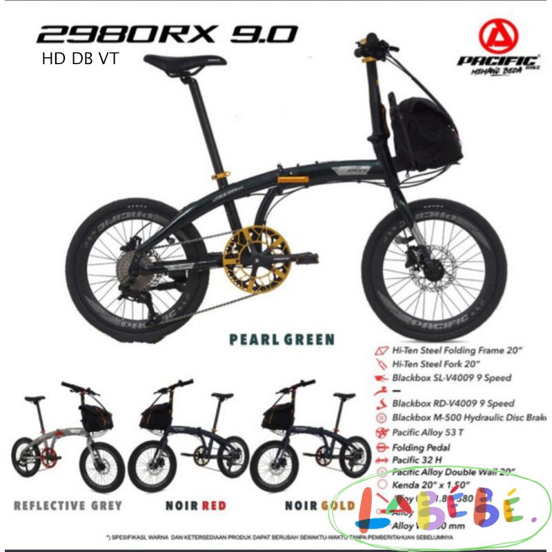 Sepeda Lipat Folding Bike 16 20 inch PACIFIC 2980 RX 9.0 (FREE HELM, TAS, KUNCI)