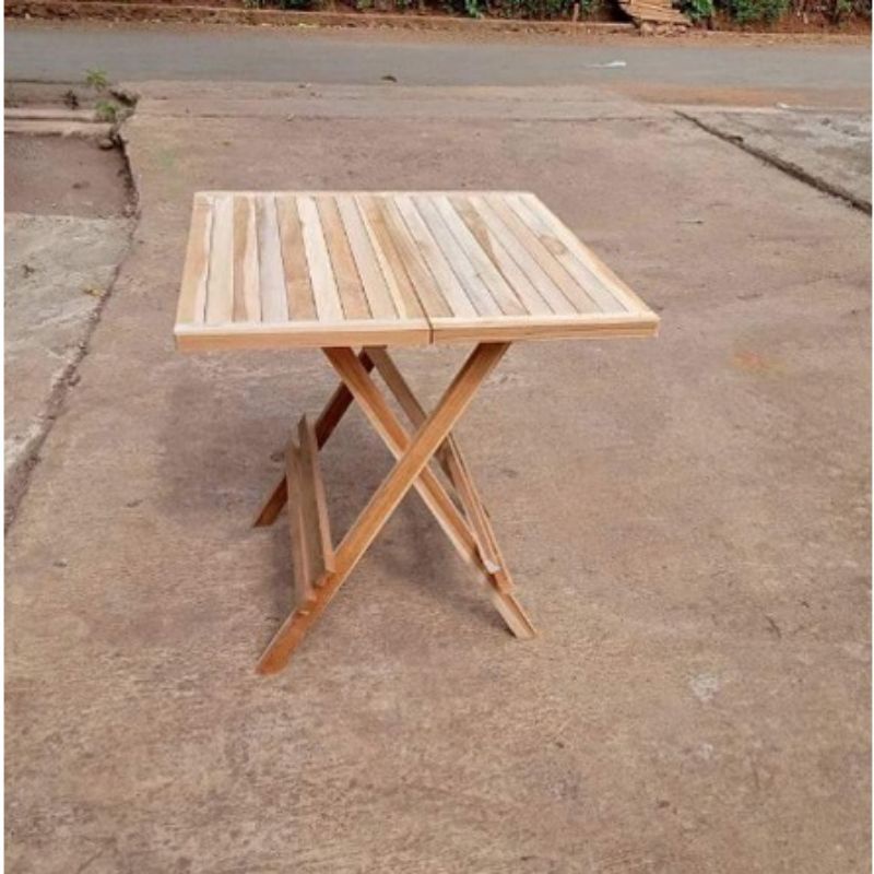 MEJA LIPAT KOTAK DAN BUNDAR MEJA PIKNIK OUTDOOR INDOOR KAYU JATI JEPARA