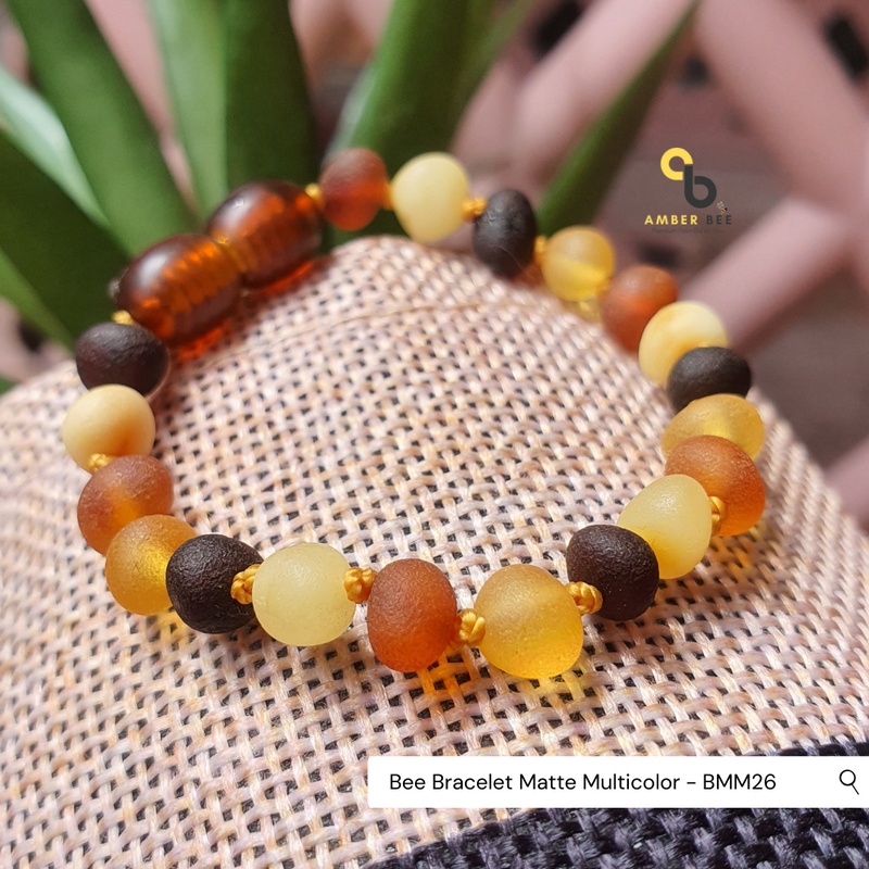 Gelang Amber Anak Balita dan Remaja Premium Matte Multicolor BMM26 By Amber Bee