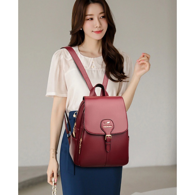 TAS RANSEL BACKPACK SERI KANGGURU KUNCI GESPER KULIAH KERJA JALAN-JALAN PREMIUM SINTETIS