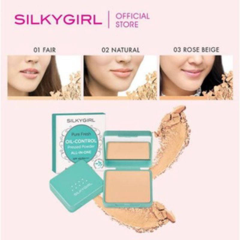 ❤ MEMEY ❤ SILKYGIRL Pure Fresh Oil Control Pressed Powder Spf 45 Pa+++