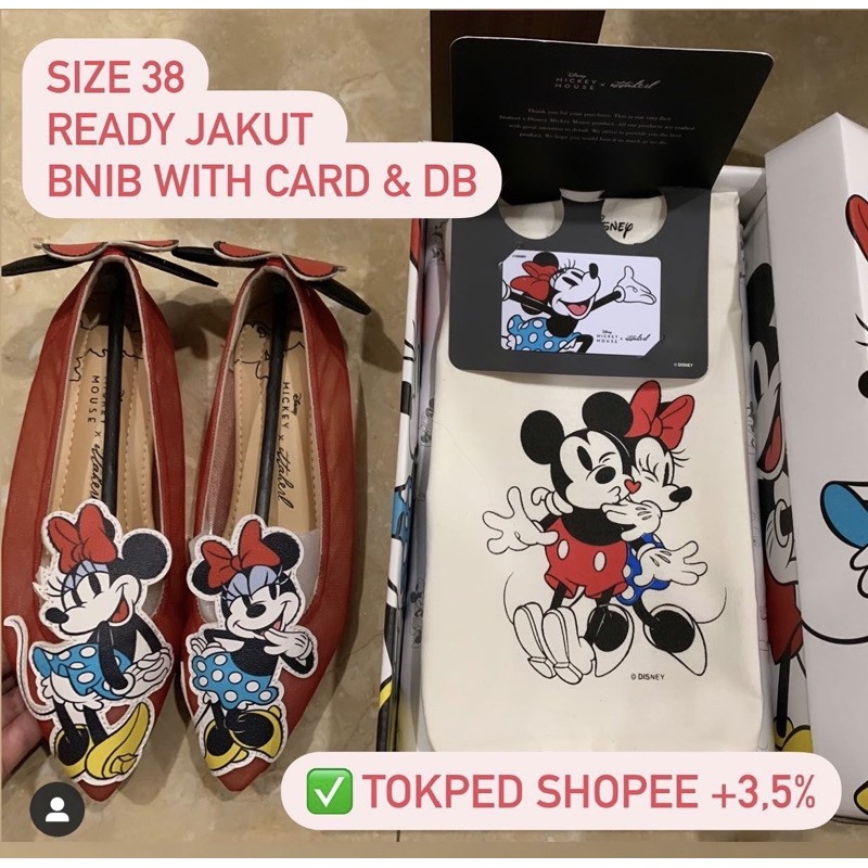 ITTAHERL Disney Mickey Minnie Bow Dots size 38 dan 39