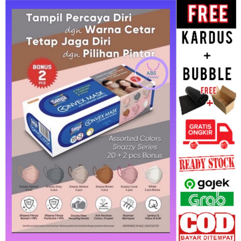 Masker Sensi CONVEX SNAZZY SERIES / SNOWY SERIES / FLASHY SERIES / OCEAN SERIES / SUNNY SERIES  4 pl