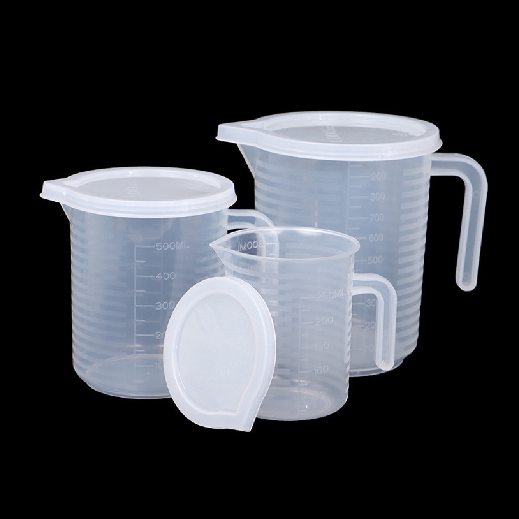 1pc Gelas Ukur Cairan Bahan Plastik Dengan Tutup