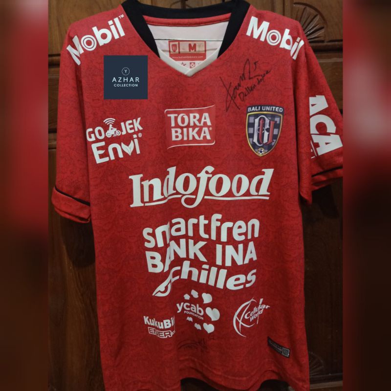 Jersey Original Bali United Home 2018 Size M + Tanda Tangan Dallen Doke dan Taufik Hidayat