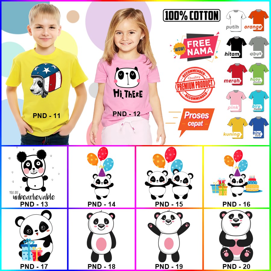 Baju Kaos ANAK DAN DEWASA PANDA COUPLE (FREE NAMA)