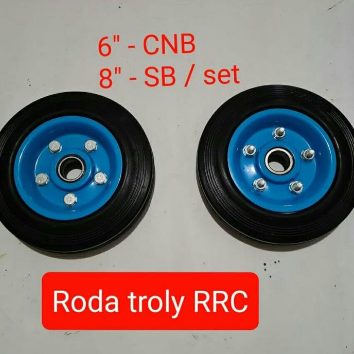 roda troli 8" inch ban karet Roda karet troli 8" inch