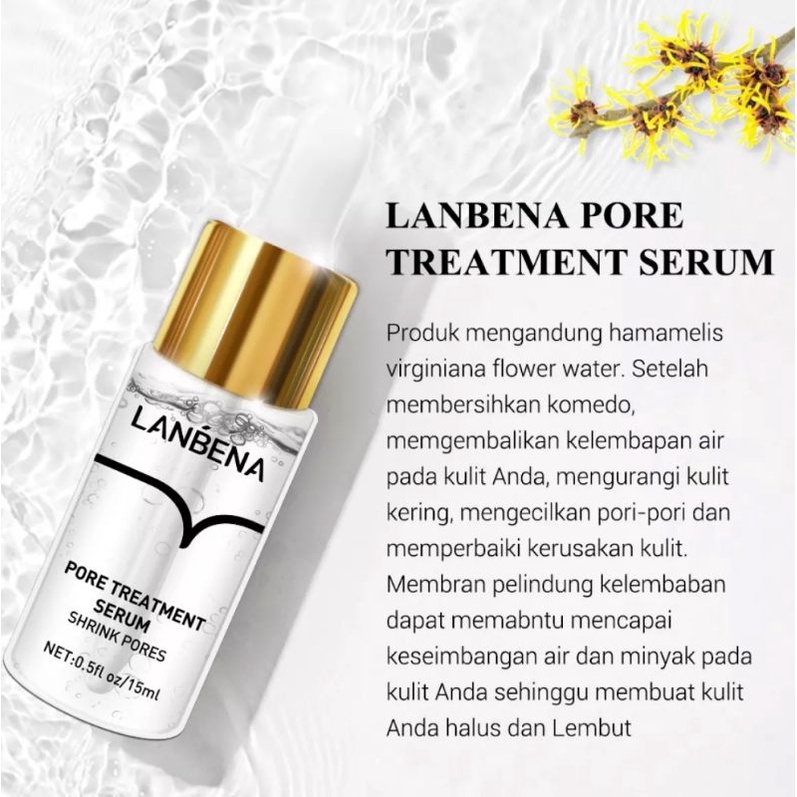 LANBENA PORE TREATMENT SERUM UNTUK MENGECILKAN PORI-PORI MENGURANGI KEKERINGAN MENGONTROL MINYAK BERLEBIH MENGENCANGKAN WAJAH HALUS LEMBUT-15ml