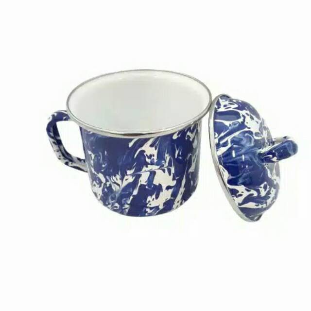 Kedaung Cangkir dengan Tutup / Mug Enamel with cover 12 cm - Biru