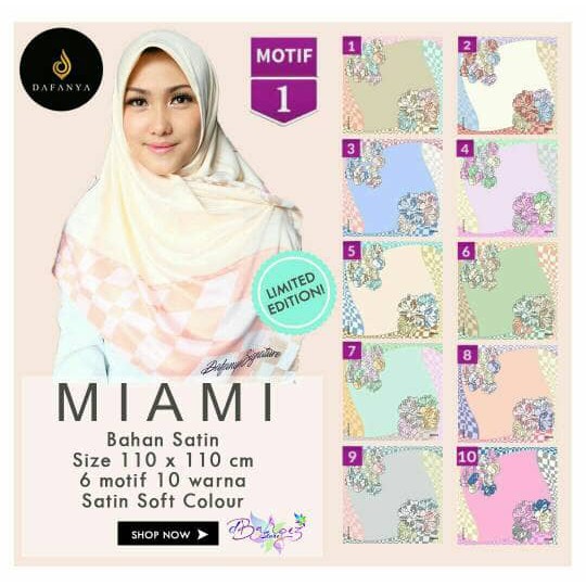 JILBAB SEGIEMPAT MIAMI SATIN MOTIF 1 BY DAFANYA ORIGINAL PREMIUM HIJAB