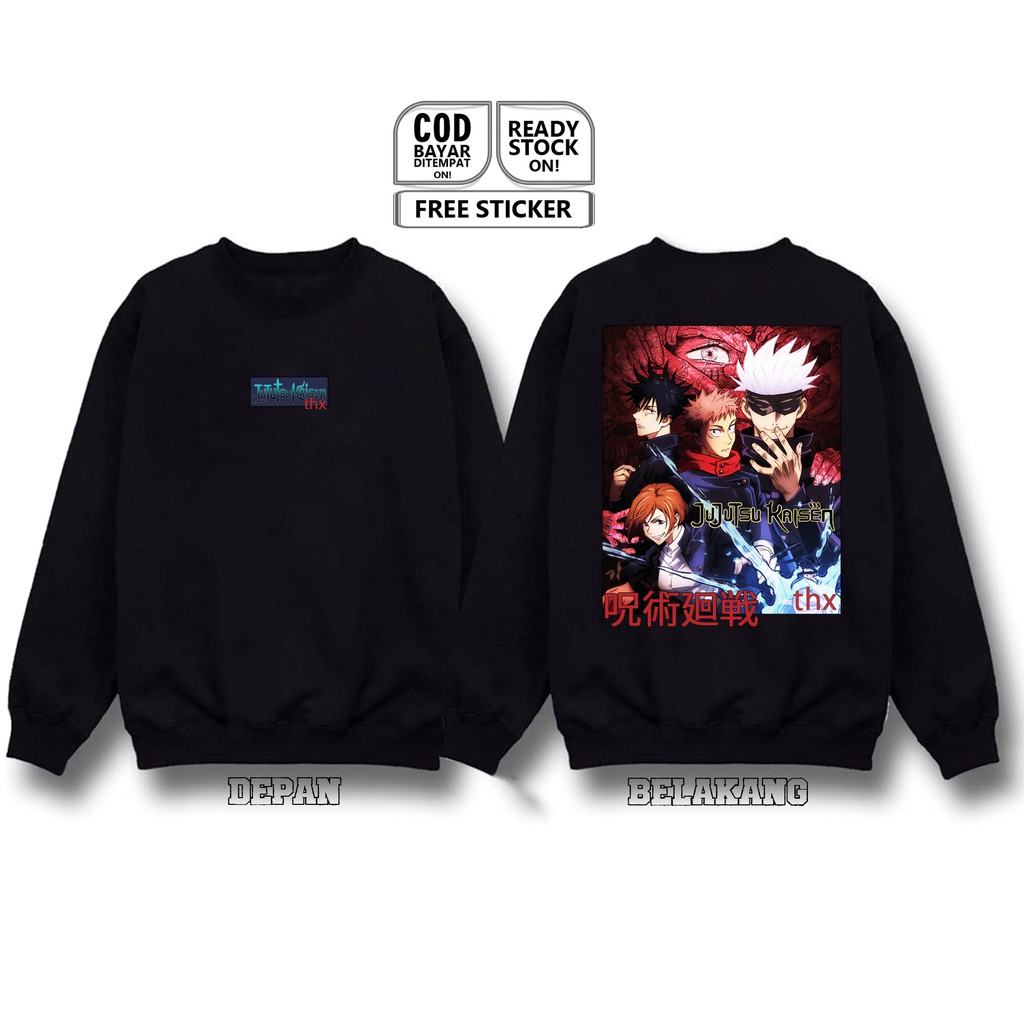 SWEATER CREWNECK ANIME JUJUTSU KAISEN 呪術廻戦 YUJI ITADORI MEGUMI SATORU GOJO NOBARA KUGISAKI MAKI SIGN