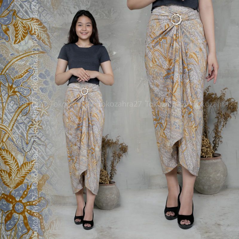 Rok Bawahan Kebaya Motif RM Rok Lilit Serut Instan Rok Kondangan Batik